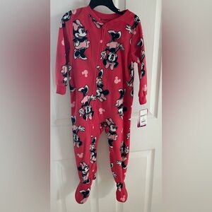 NWT! Girls Minnie Mouse Zip Up Pajamas Size 3T